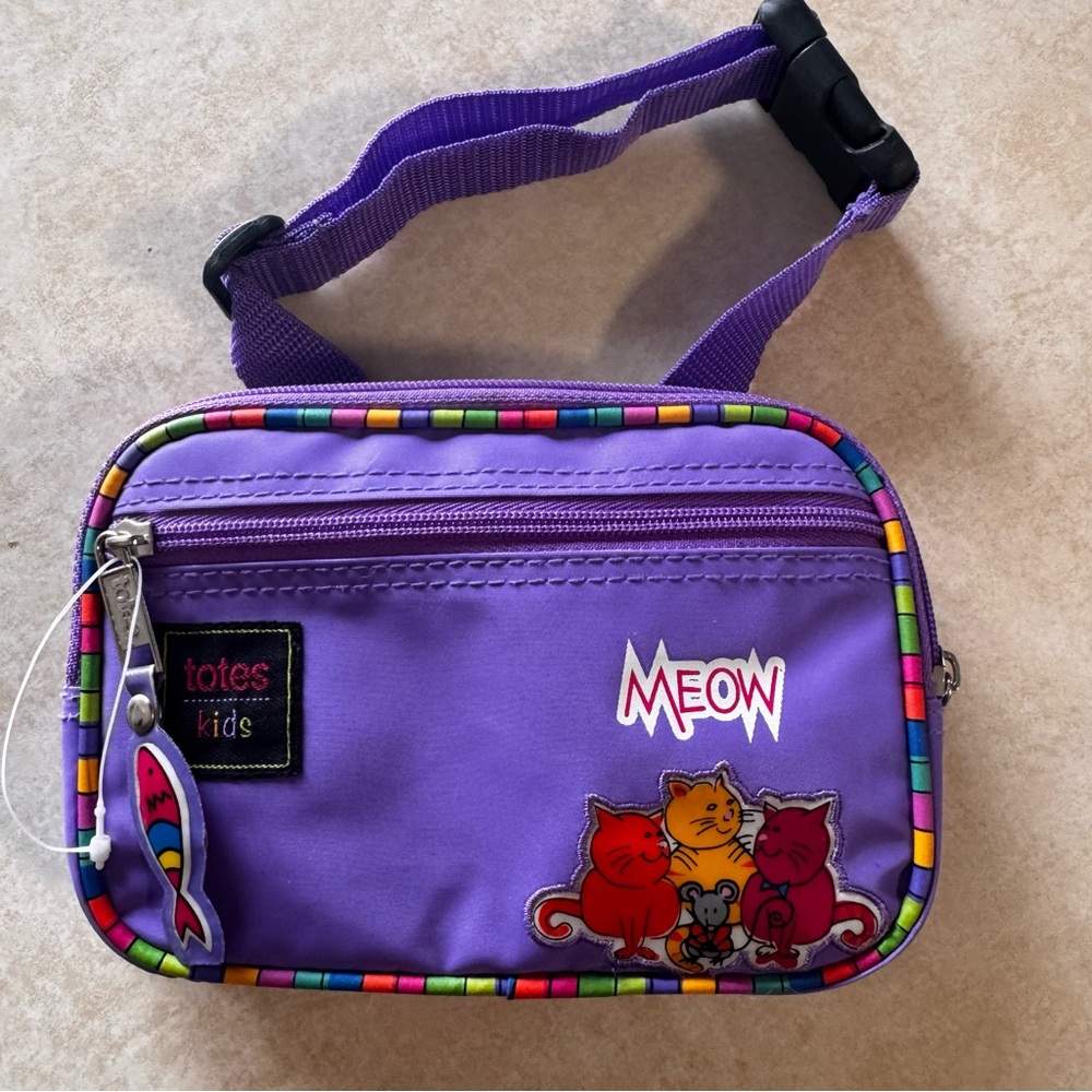 Totes Kids Purple Meow Cat Belt Bag